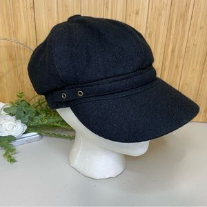 Women’s Black Wool Blend Newboy Cap - OS